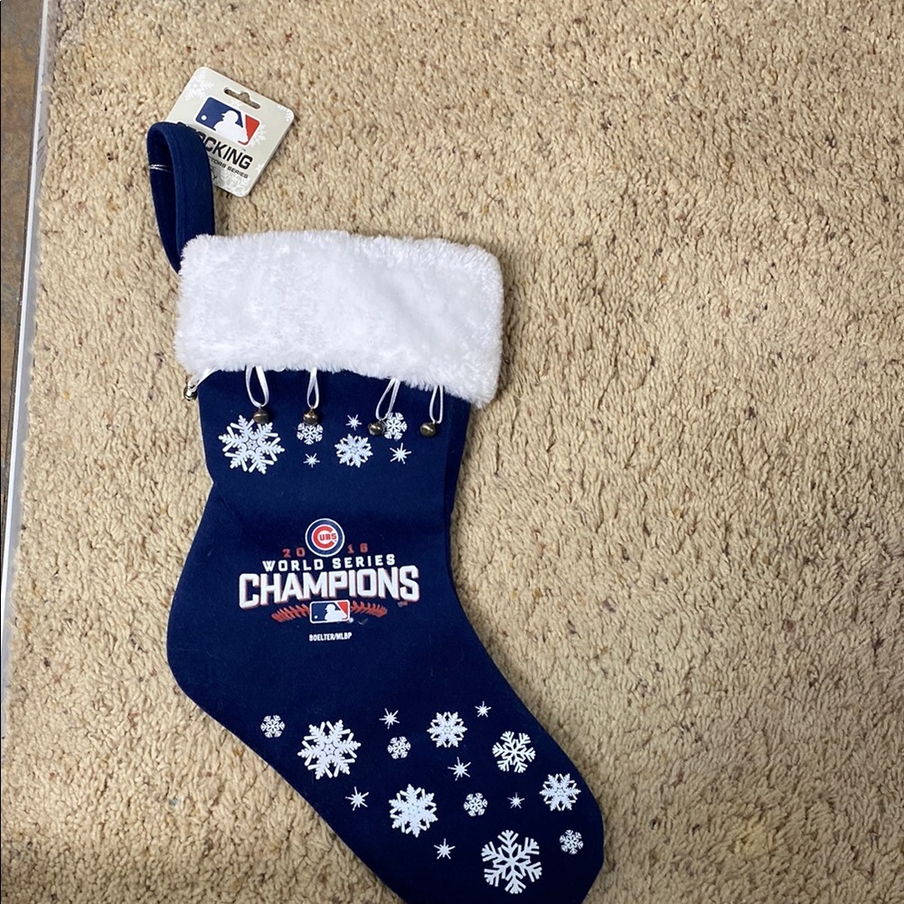 Blue and White Christmas Stocking with Snowflake Patterns